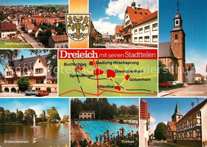 Dreieich Siedlung Hirschsprung Rathaus Sprendlingen Dreieichenhain Freibad Otten