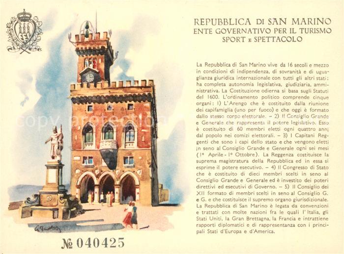 San Marino Repubblica Kuenstlerkarte Regierungsgebaeude Museumspass