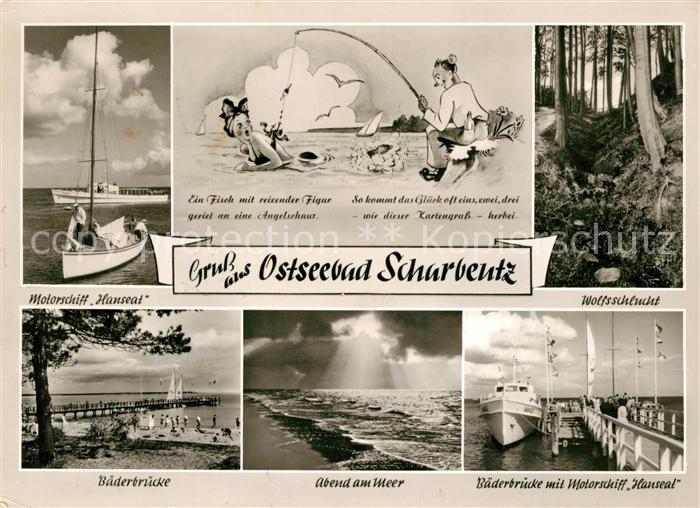 Scharbeutz Ostseebad Wolfsschlucht Baederbruecke Motorschiff Hanseat