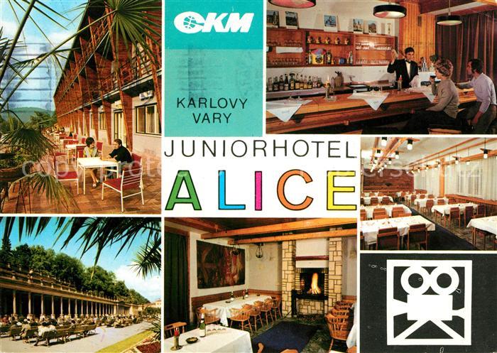 Karlovy Vary uniorhotel Alice Bar Terrasse Speisesaal Kaminzimmer