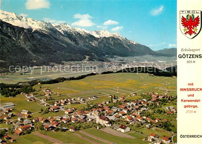 Goetzens Tirol Fliegeraufnahme mit Innsbruck und Karwendelgebirge