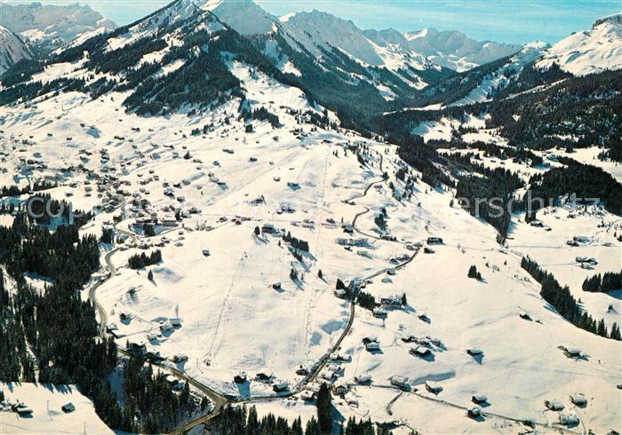 Hirschegg Kleinwalsertal Vorarlberg Fliegeraufnahme Parsenn Lift Winterlandschaf