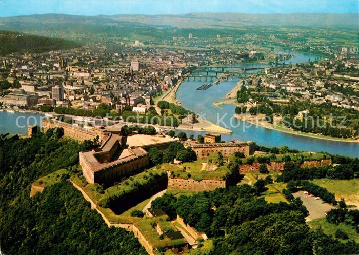 Koblenz Rhein Fliegeraufnahme Festung Ehrenbreitstein Deutsches Eck