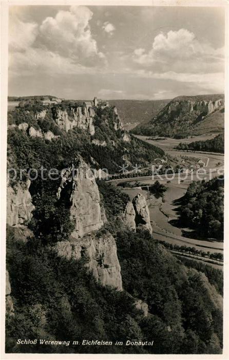 Langenbrunn Schloss Werenwag mit Eichfelsen Donautal