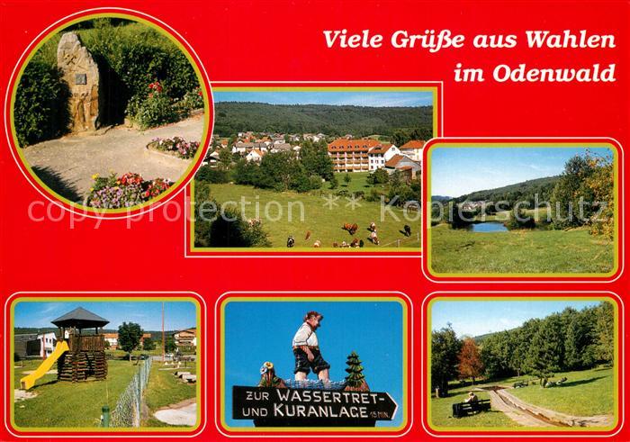 Wahlen Odenwald Gedenkstein Kinderspielplatz Landschaftspanorama Wegweiser