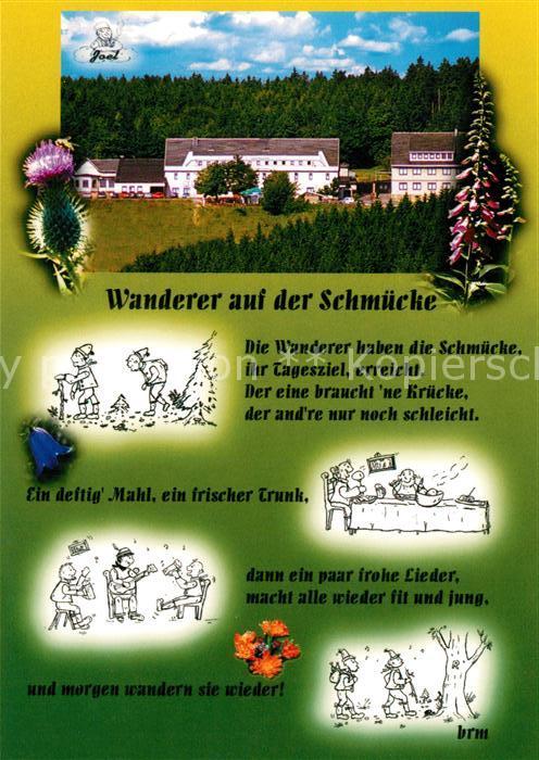 Gehlberg Wanderer auf der Schmuecke Rasthaus Waldhotel am Rennsteig