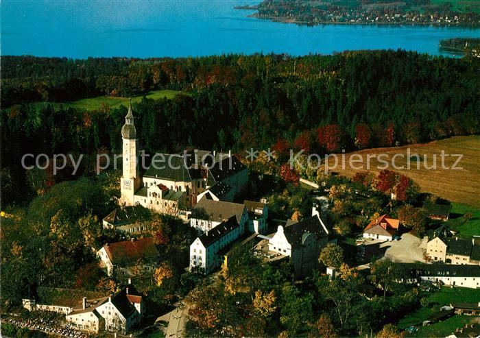Andechs Kloster mit Blick auf Ammersee Fliegeraufnahme