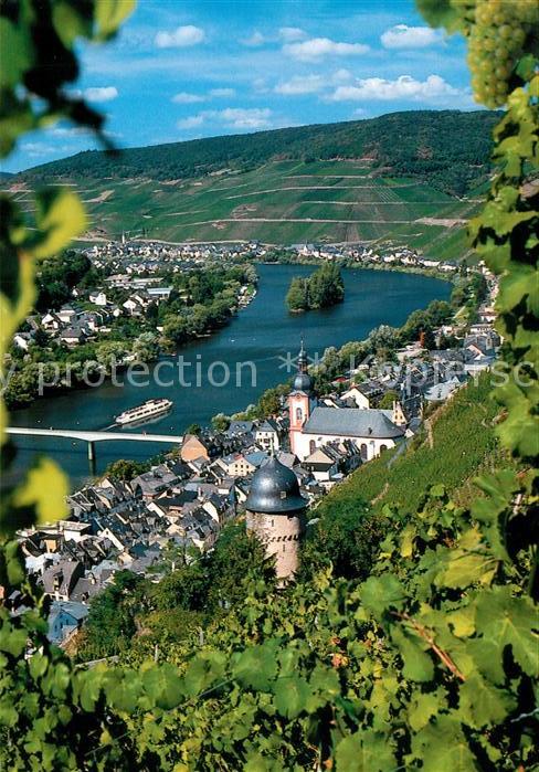 Zell Mosel Panorama Blick von den Weinbergen Stadt der Schwarzen Katz