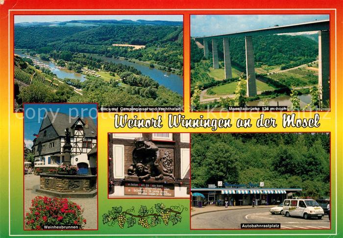 Winningen Mosel Panorama Moseltal Campinginsel Yachthafen Moselbruecke Weinhexbr