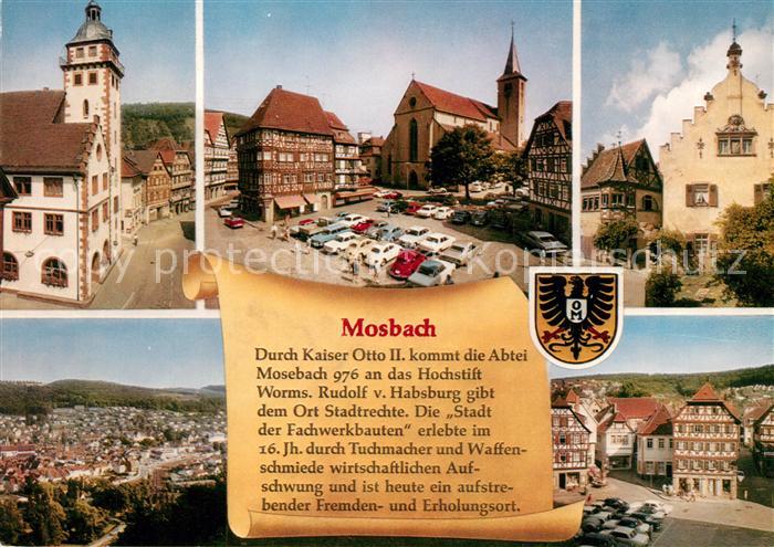 Mosbach Baden Teilansichten Altstadt Fachwerkhaeuser Chronik Wappen