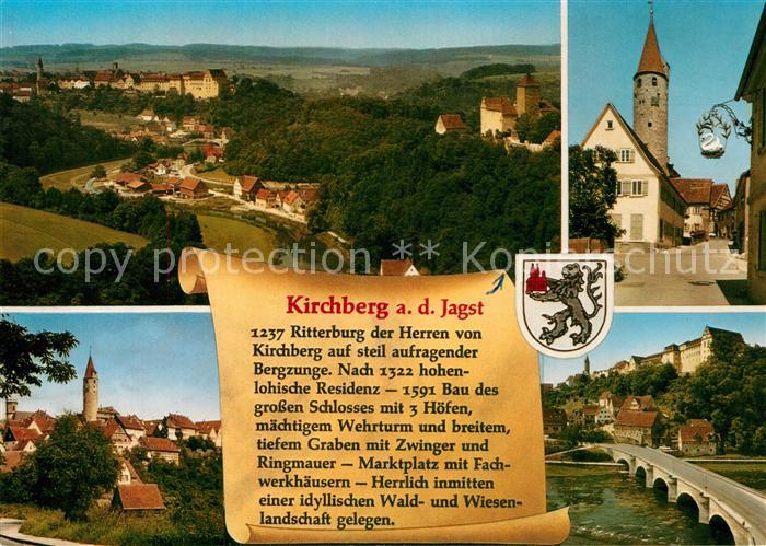 Kirchberg Jagst Panorama Schloss Ortsmotive Turm Bruecke Chronik Wappen