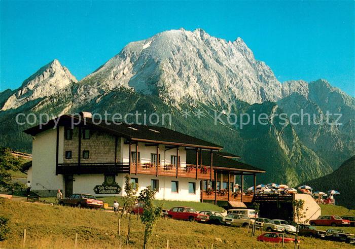 Ramsau Berchtesgaden Gasthof Cafe Schwarzeck mit Watzmann Berchtesgadener Alpen