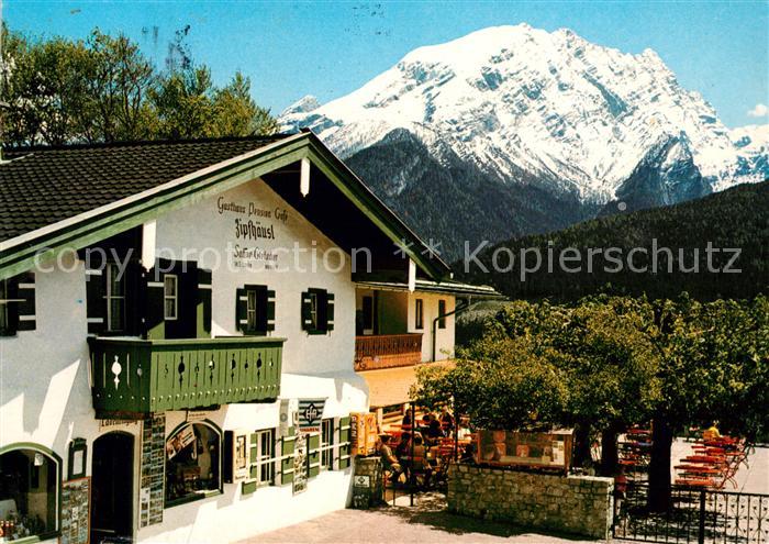 Ramsau Berchtesgaden Berggasthof Pension Zipfhaeusl mit Watzmann Berchtesgadener
