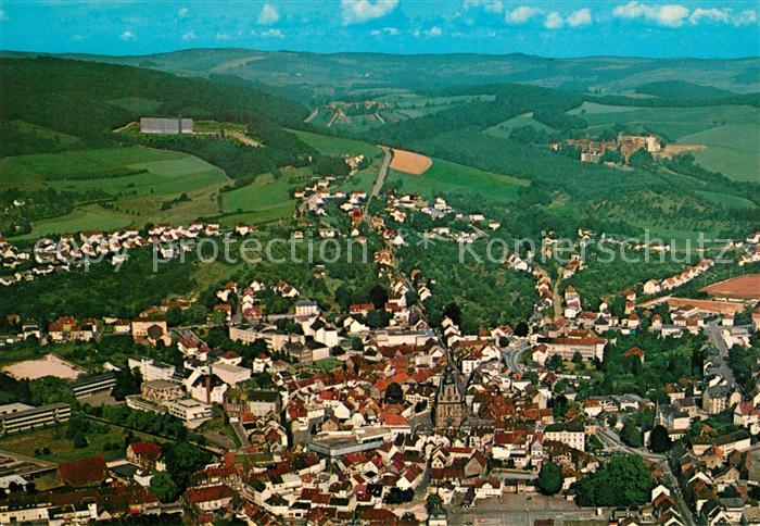 St Wendel Blick zum Missionshaus und Bosenberg Kurklinik Fliegeraufnahme