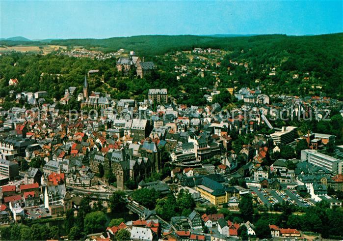 Marburg Lahn Blick auf Altstadt und Schloss Fliegeraufnahme