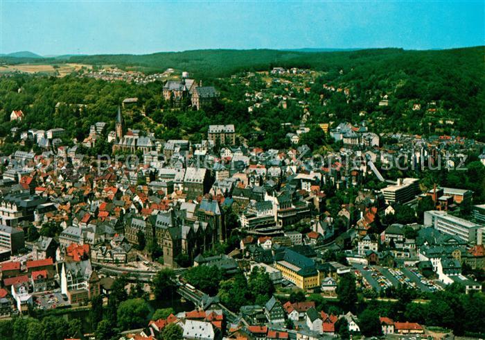 Marburg Lahn Blick auf Altstadt und Schloss Fliegeraufnahme