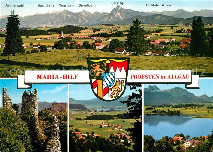 Proebsten Maria Hilf Landschaftspanorama Alpen Burgruine See Wappen