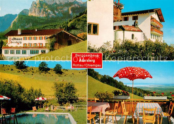Rottau Chiemgau Berggasthaus Adersberg Terrasse Swimming Pool Alpen