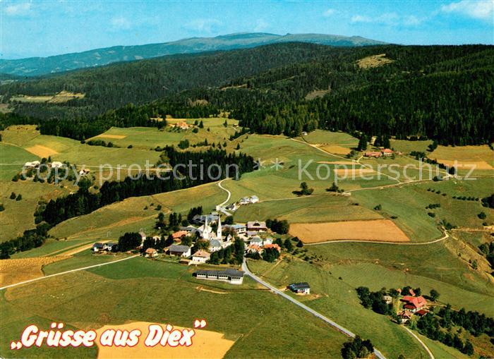 Diex Hoehenluftkurort an der Suedseite der Saualpe Fliegeraufnahme