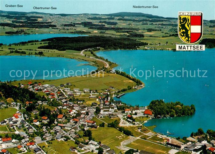 Mattsee Salzburg mit Seespitz Schlossberg Wartstein Seen Fliegeraufnahme