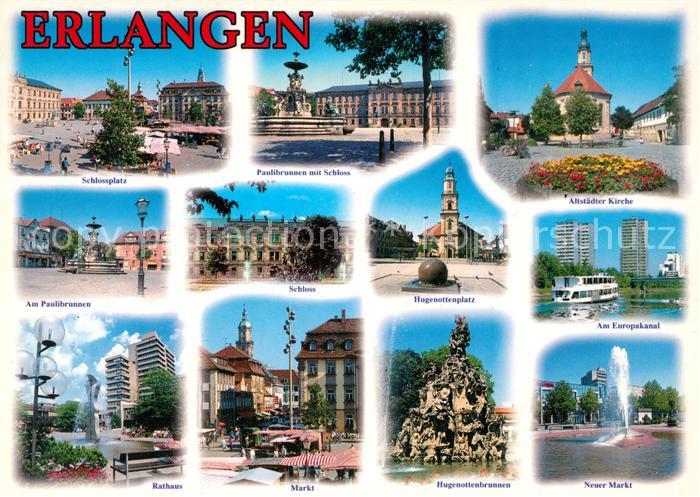 Erlangen Rathaus Markt Hugenottenplatz Paulibrunnen
