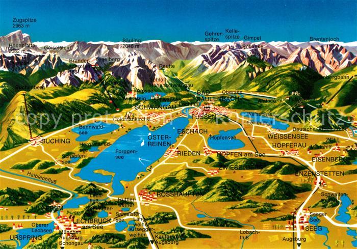 Panoramakarte Ostallgaeu Eschach Enzenstetten Rosshaupten Lechbruck