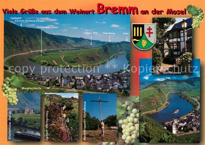 Bremm Mosel Moselschleife Dorfbrunnen Klosterruine Stuben Calmont Klettersteig A