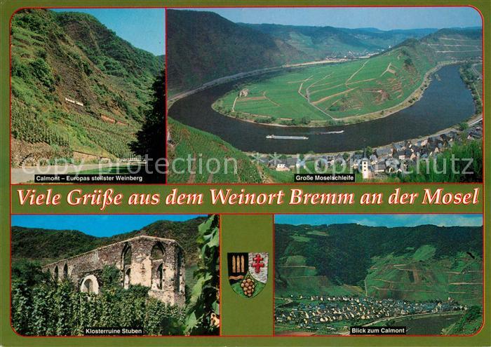 Bremm Mosel Panorama Weinort Moselschleife Calmont Weinberg Klosterruine Stubben