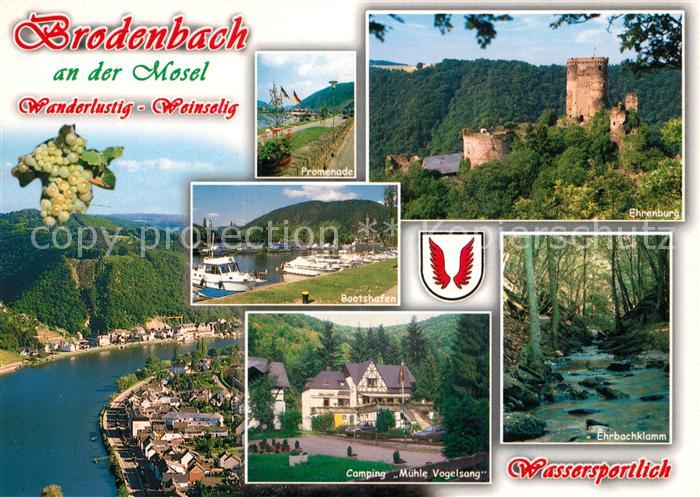 Brodenbach Landschaftspanorama Moseltal Promenade Bootshafen Campingplatz Muehle