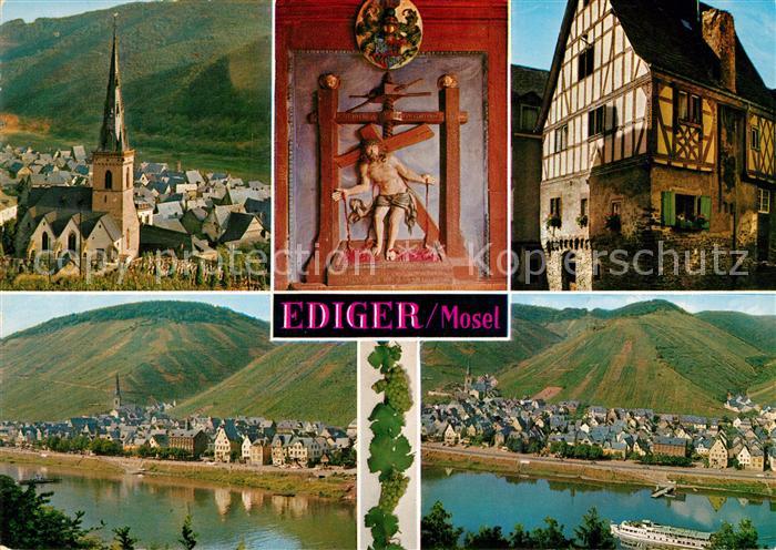 Ediger Mosel Panorama Moseltal Weinberge Kirche Inri Altstadt Fachwerkhaus Corne