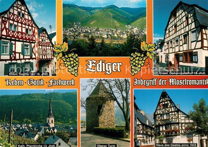 Ediger Mosel Ehem. Dauner Hof 16. Jhdt. Fachwerkhaus Dompropsteihof 18. Jhdt. Ki