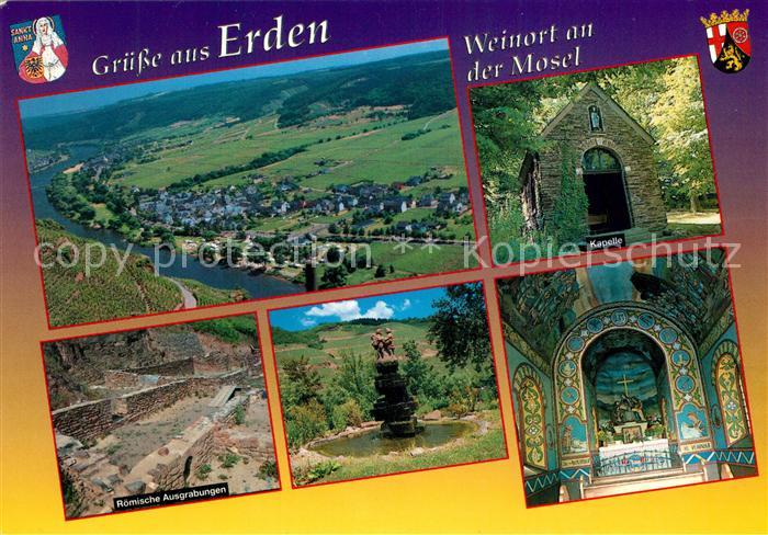 Erden Weinort an der Mosel Fliegeraufnahme Kapelle Roemische Ausgrabungen Denkma