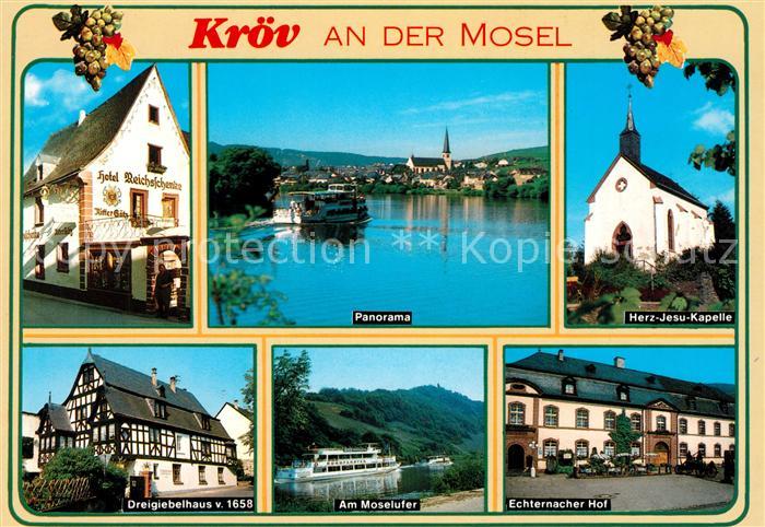 Kroev Mosel Hotel Restaurant Reichsschenke Herz Jesu Kirche Dreigiebelhaus 17. J