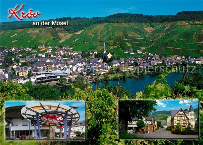 Kroev Mosel Panorama Weinberge Fachwerkhaeuser