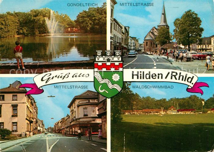 Hilden Duesseldorf Gondelteich Mittelstrasse Kirche Waldschwimmbad Wappen