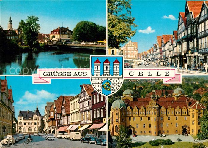 Celle Niedersachsen Partie an der Aller Innenstadt Fachwerkhaeuser Schloss