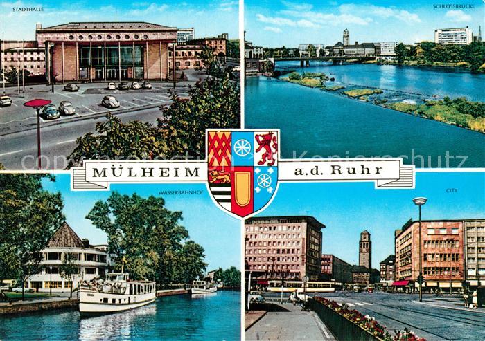 Muelheim Ruhr Stadthalle Schlossbruecke Wasserbahnhof Ausflugsdampfer City Wappe