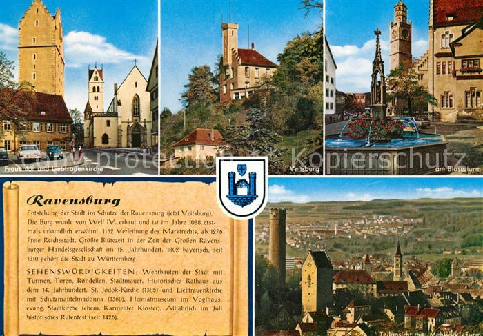 Ravensburg Wuerttemberg Frauentor Liebfrauenkirche Veitsburg Blaserturm Brunnen