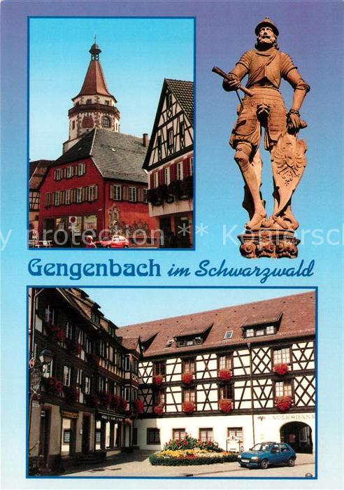 Gengenbach Altstadt Fachwerkhaus Brunnenfigur Statue