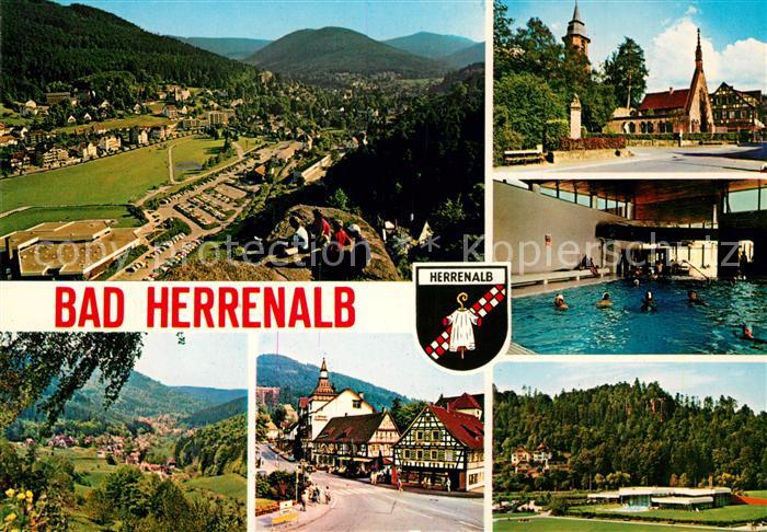 Bad Herrenalb Panorama Kurort im Schwarzwald Ortsmotiv mit Kirche Hallenbad Wapp