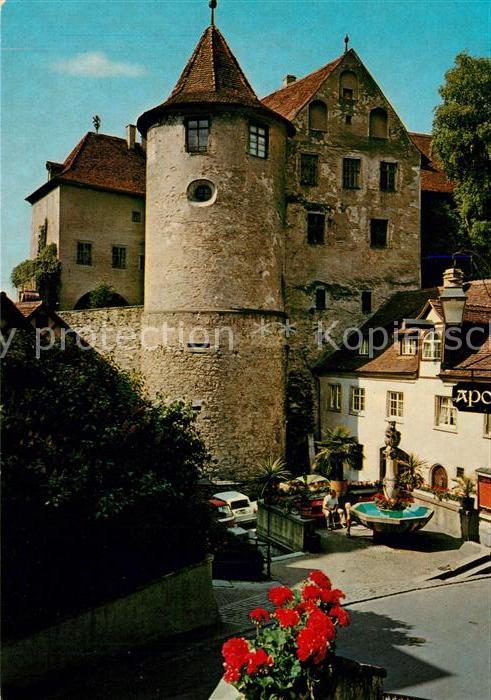 Meersburg Bodensee Altes Schloss mit Baerenbrunnen