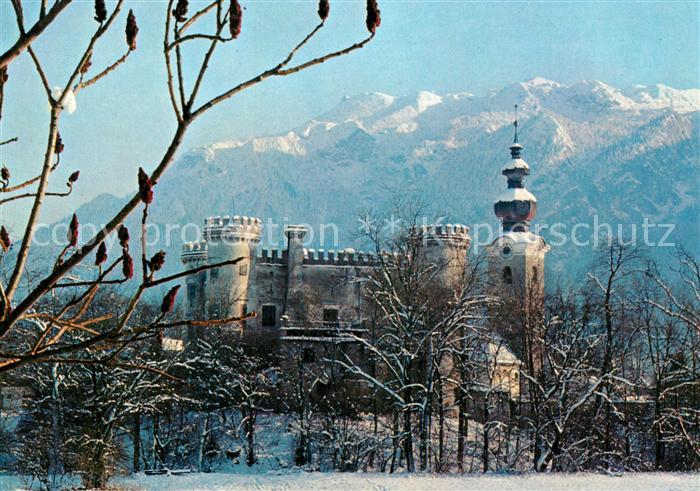 Marzoll Schloss St Valentins Kirche im Winter mit Untersberg Berchtesgadener Alp