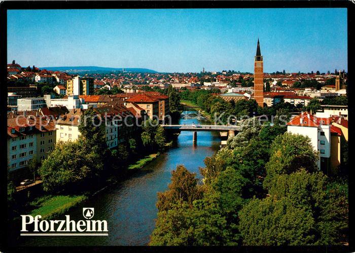 Pforzheim Zusammenfluss von Enz und Nagold Kirche Auerbruecke Floesservorstadt