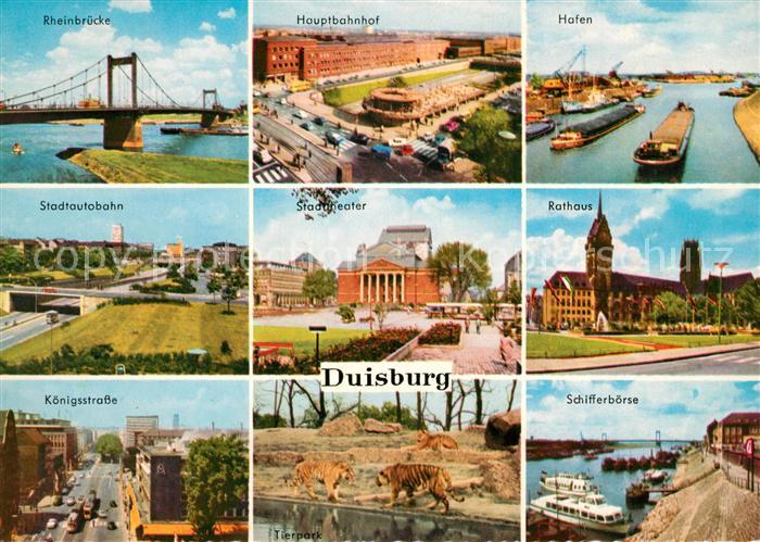 Duisburg Ruhr Rheinbruecke Stadtautobahn Koenigsstrasse Bahnhof Theater Tierpark