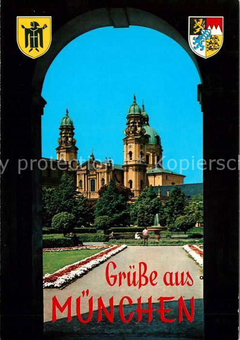 Muenchen Hofgarten mit Theatinerkirche Wappen