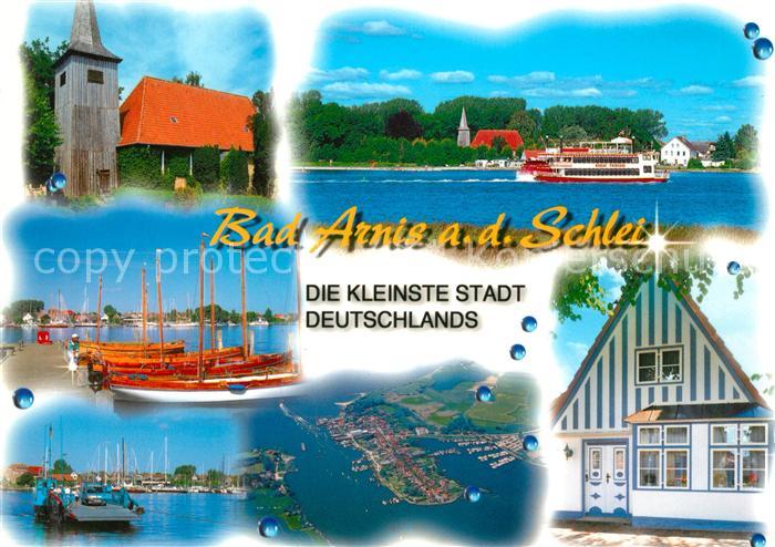 Bad Arnis Schlei Kirche Hafen Segelboote Faehre Dampfer Fliegeraufnahme