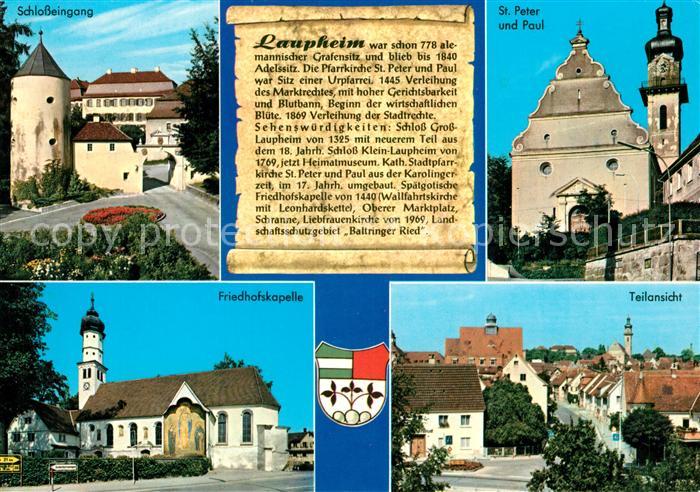 Laupheim Schloss Eingang St und Peter Kirche Friedhofskapelle Teilansicht Chroni