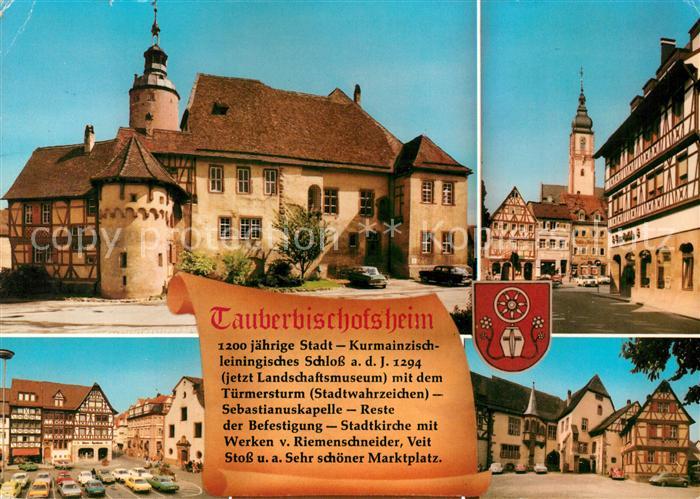 Tauberbischofsheim Schloss jetzt Museum Altstadt Fachwerkhaeuser Platz Chronik W