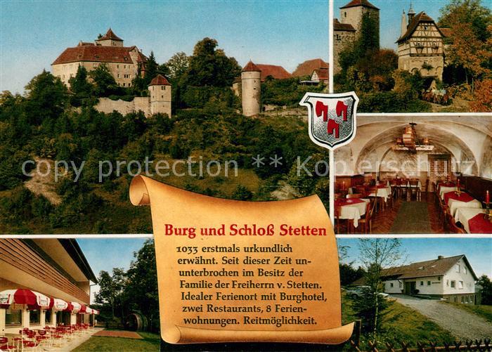 Kuenzelsau Schloss und Burg Stetten Restaurant Chronik Wappen