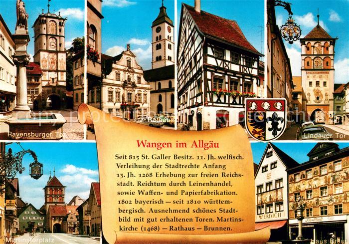 Wangen Allgaeu Ravensburger Tor Rathaus Lindauer Tor Haus Braun Martinstorplatz